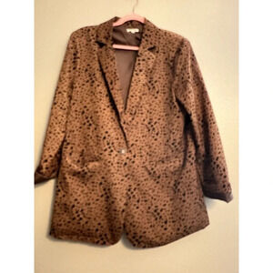 Jodifl Size L Leopard Blazer Single Button